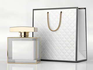 white paper bag on white background