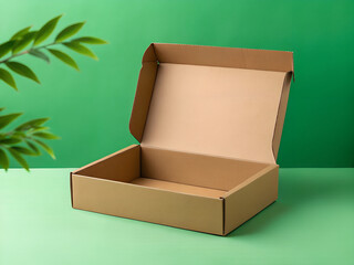 open cardboard box on white
