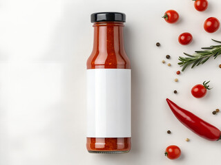 Sauce bottle mockup, editable label