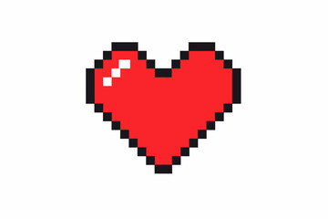 Fototapeta premium Pixelated red heart icon in 8-bit retro style