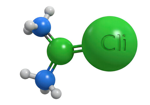 3D chemical molecule structure of chloroform with chlorine atom isolated on transparent background