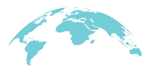 World Map Globe Vector Illustration in Flat Design, Global Earth Hemisphere Map Isolated on White Background, Abstract Planet Earth Icon for International Business and Travel