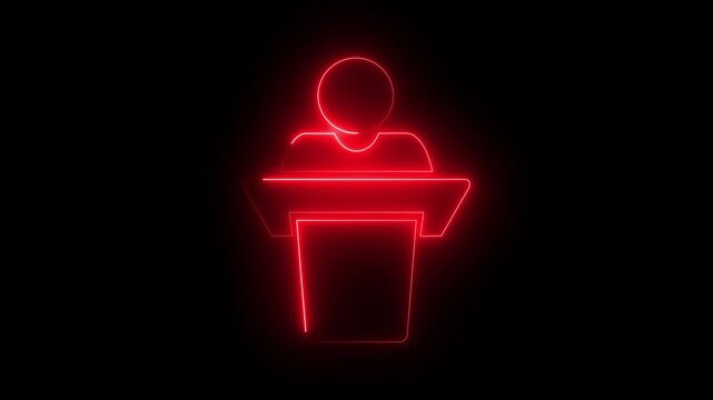 Neon Classroom Presentation and teachers icon. Class Icon A vibrant illustration of teaching and learning in a classroom setting.presentation icon illustrating a lecturer addressing an audience