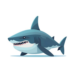 Obraz premium Cartoon Great White Shark. Majestic Ocean Predator Illustration