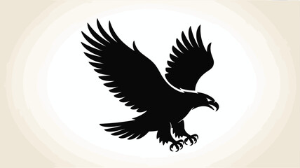 Fototapeta premium Majestic eagle in flight with outstretched wings and sharp claws on beige background