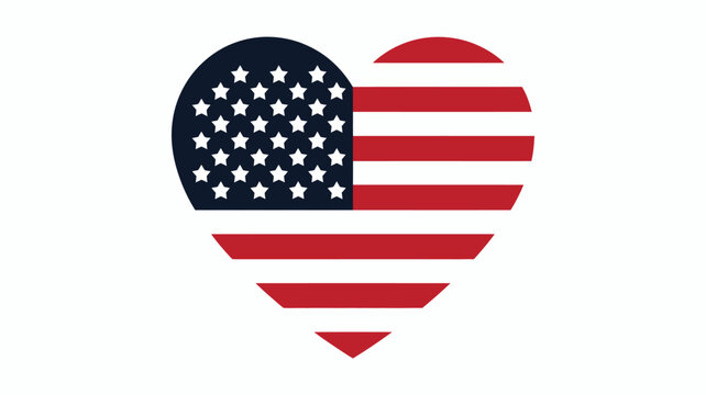 American flag heart symbol with stars and stripes on white background patriotic illustration for independence day love for usa national pride and american culture