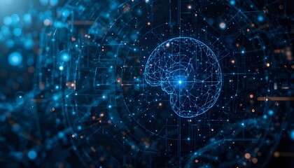 Artificial intelligence technology background with geometric abstract design for digital screen templates