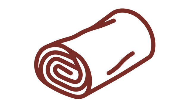 Minimalist brown line art icon of a rolled dosa crepe on white background for food design