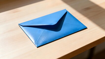 BlueEnvelopeOnWoodenTable
