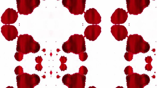 Red splotches and dots repeat in a pattern on white