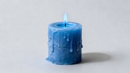 BlueMeltingCandleWithFlame