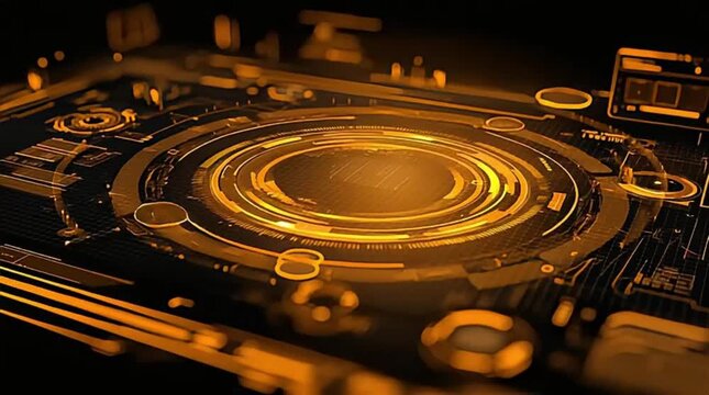 Futuristic Digital Interface Display with Glowing Elements