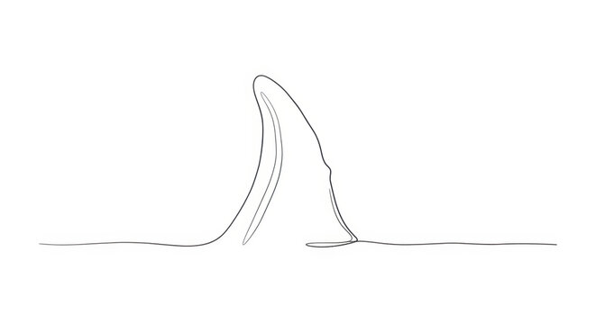 Minimalist line art drawing of a shark fin emerging from the water, symbolizing danger