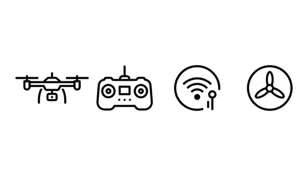 Drone vector illustration with remote control simple icon for flying technologies