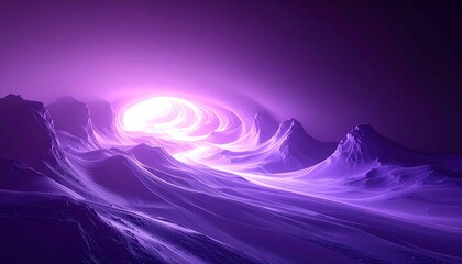 An abstract night sky wallpaper features purple and blue waves of motion blending into a cosmic landscape with stars and pink clouds across the horizon