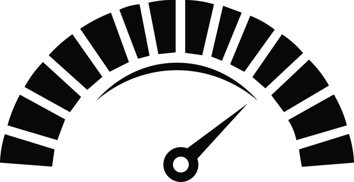 Speedometer dial icon, simple black and white graphic