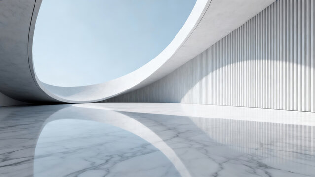 Modern streamlined architecture and smooth marble flooring
