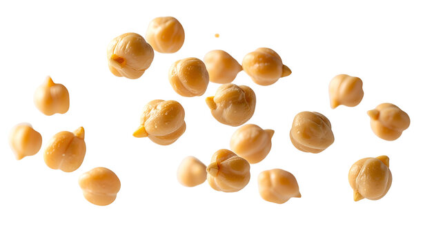 Isolated cooked chickpeas with a smooth texture against a stark black background