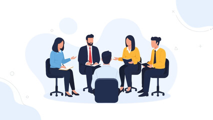 Diverse team meeting in circle, brainstorming ideas, collaboration and discussion