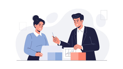 Diverse business team collaborating on project, analyzing charts and data