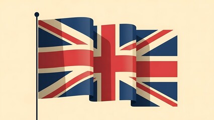 Waving union jack flag on pole