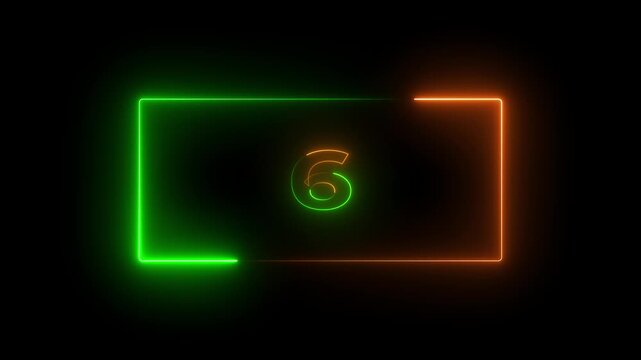 glow neon animation running animated numbers 10-0, 10 to 0 second modern digital countdown 4K timer neon light style on a black background See Less