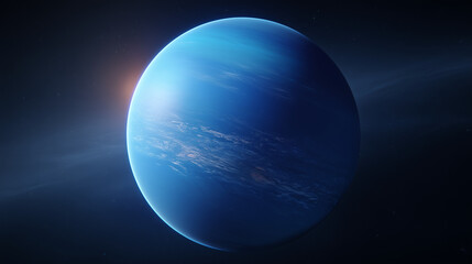 Obraz premium Planet Neptune with Vertical Light Gradient, Minimal Editorial Space Image