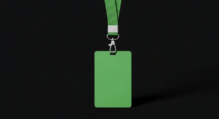 Green ID Card Badge on Lanyard.