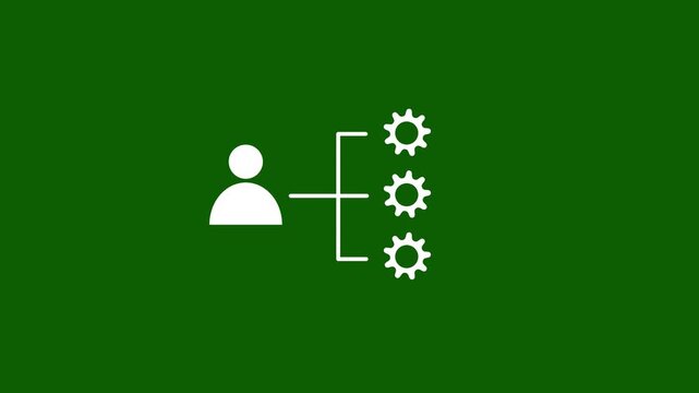 Abstract project manager icon with gear animation on green screen. Stakeholders management icon concept.