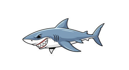 Obraz premium An aggressive cartoon great white shark mascot with a menacing grin and sharp teeth, perfect for a sports team logo design.