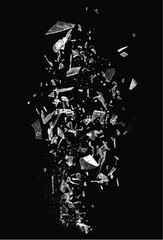 Broken glass on the black background. Isolated realistic cracked glass effect	
