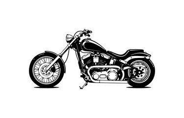 Obraz premium Classic Black Harley Davidson Style Motorcycle Vector Illustration