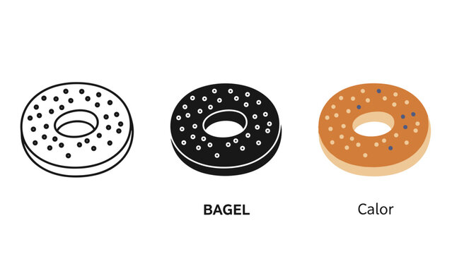A black and brown and white image of bagels Vector