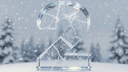 Frozen number two with winter background