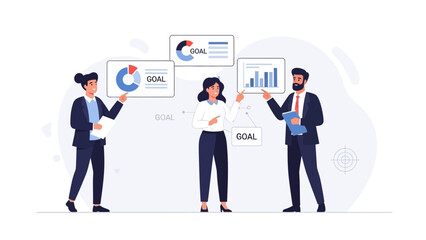 Obraz premium Business Team Discussing Goals and Strategy with Charts