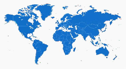 Fototapeta premium Map World Seperate Countries Blue with White Outline stock illustration