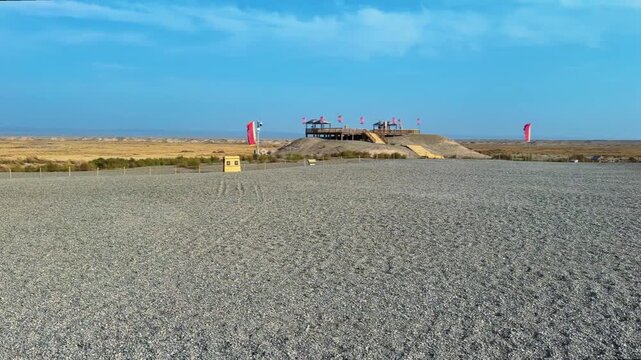 Jade Gate Pass, A Historic Frontier Fortification In Dunhuang, Gansu Province, China. Panning Shot