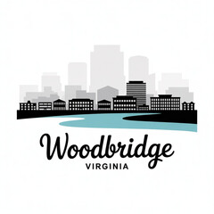 Fototapeta premium Woodbridge Skyline Silhouette — A Potomac River Community in Northern Virginia Vector Illustration