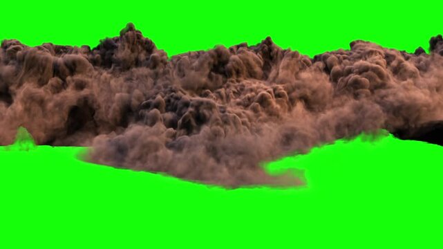 Massive Brown Dust Explosion Smoke Effect on Green Screen