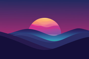Fototapeta premium Sunset and Sunrise Over Mountains with Colorful Sky and Clouds