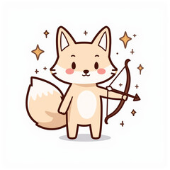 A cartoon fox with a bow and arrow surrounded by stars