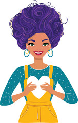 Self love concept &ndash; young woman holding white heart symbol on chest with happiness