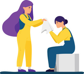 Emotional support concept &ndash; woman offering tissue to crying friend for comfort