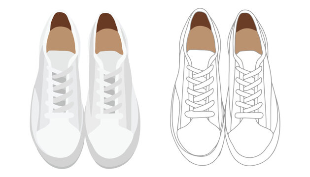 An illustration of two pairs of white sneakers on a plain background