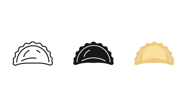 Three dumplings in different illustration styles Vector