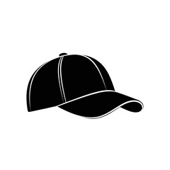 Fototapeta premium Baseball Cap Silhouette Vector Icon Isolated on White Background - Sport Hat Headwear Symbol for Fashion Design