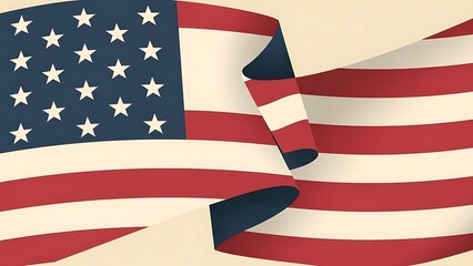 Waving American flag with stars and stripes