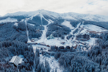 Jasn&aacute; ski resort in the Low Tatras Mountains, located in the Liptov region of Slovakia. Snow-covered peaks, alpine slopes, and winter landscape create a popular destination for skiing