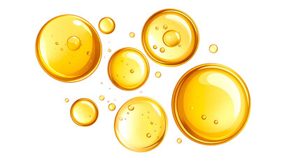 Rendered illustration of various sized golden orbs floating against a black background