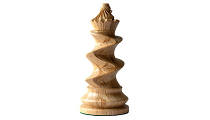 Intricately carved wooden chess queen piece against a black backdrop, dramatic lighting